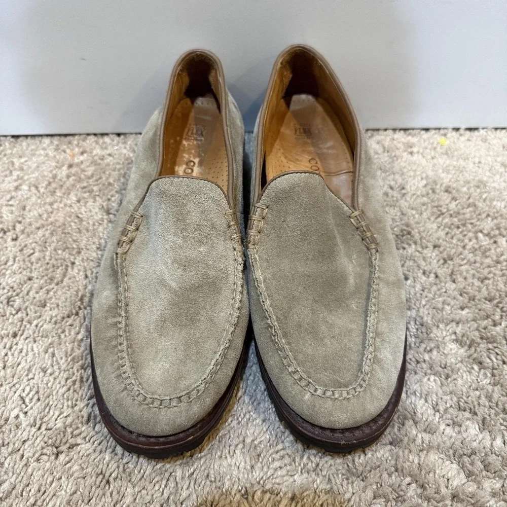 Cole Haan Genuine Handsewn Shoes Mens Size 9C Beige Suede Slip On Loafers Casual